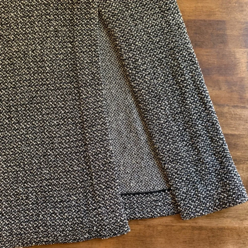 Vintage French Rags by Brenda French Midi Skirt Black Gray Textured Weave Size 1